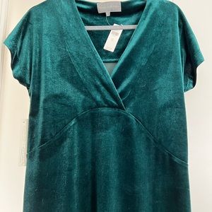 NWT Anthropologie dark green velvet dress XS